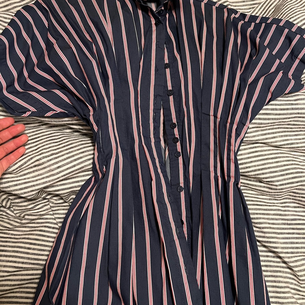 NWOT Anthropologie Exquise Tobie Button-Front Pleated Shirt Dress - Picture 3 of 5